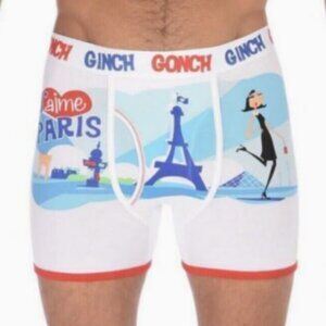 Men's GINCH GONCH ' I Love Paris ' Boxer Brief Underwear Cotton Large NEW